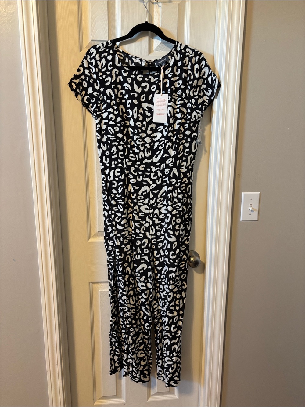Modcloth Black and White Leopard Print Jumpsuit